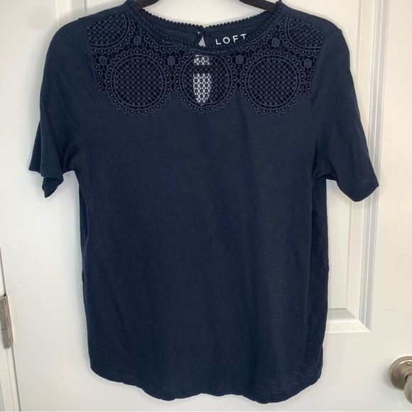 Navy Loft Lace T-shirt - Picture 1 of 4